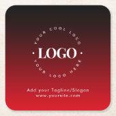 Benutzerdefiniertes Firmenlogo Text Red Ombre Part Rechteckiger Pappuntersetzer (Vorderseite)