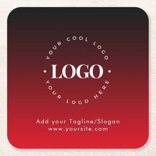 Benutzerdefiniertes Firmenlogo Text Red Ombre Part Rechteckiger Pappuntersetzer (Vorderseite)