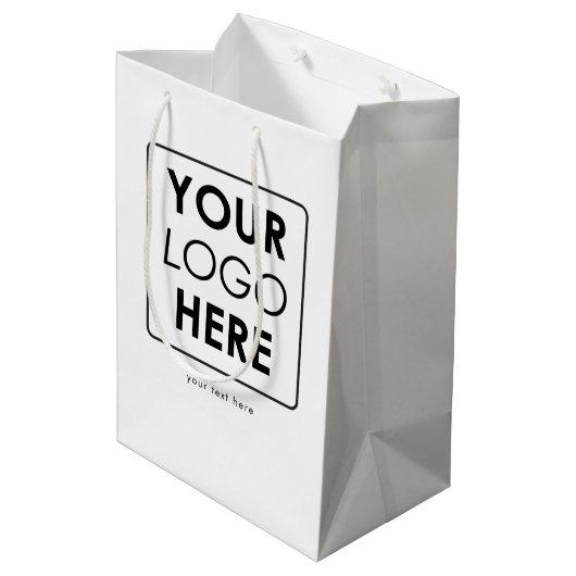 Benutzerdefiniertes Firmenlogo und Beruflicher Tex Mittlere Geschenktüte (Rückseite Schrägansicht)