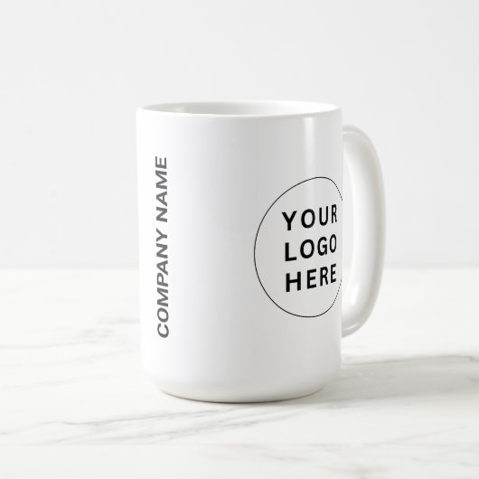 Benutzerdefiniertes Firmenlogo und Name auf einer Kaffeetasse (VorderseiteRechts)