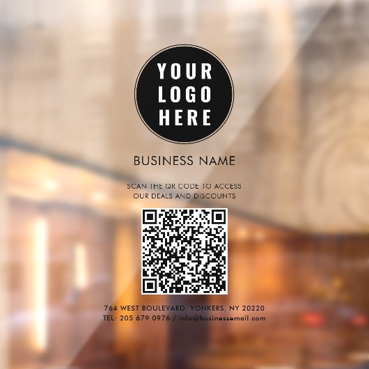Benutzerdefiniertes Firmenlogo und QR-Code Fensteraufkleber (Blatt 2)