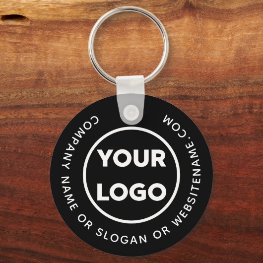 Benutzerdefiniertes Firmenlogo und Text auf schwar Schlüsselanhänger (Vorderseite)