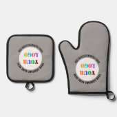 Benutzerdefiniertes Firmenlogo und Text für Ihr Un Ofenhandschuh & Topflappen-Set (Vorderseite)