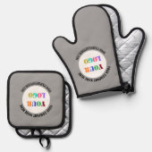 Benutzerdefiniertes Firmenlogo und Text für Ihr Un Ofenhandschuh & Topflappen-Set (Vorderseite/Rückseite)