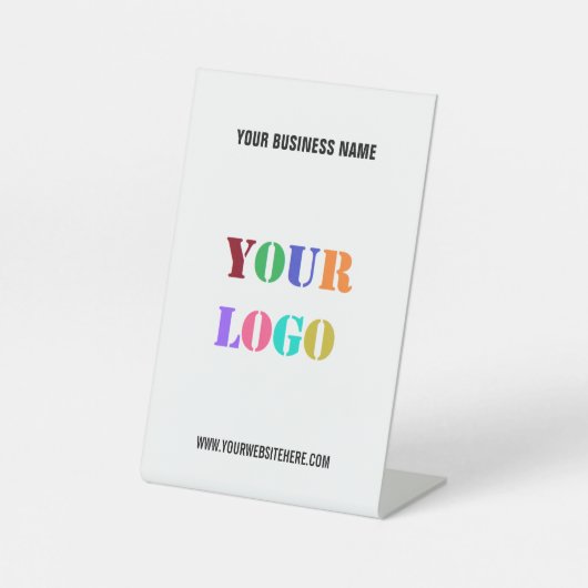 Benutzerdefiniertes Firmenlogo und Text-Fußzeile Sockelschild (Vorderseite)