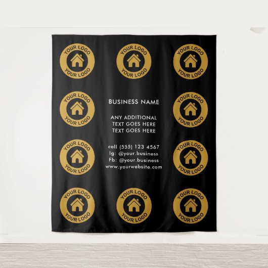 Benutzerdefiniertes Firmenlogo und Text-Hintergrun Wandteppich (Vorderseite)