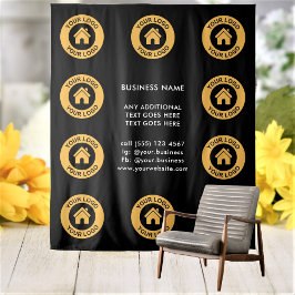 Benutzerdefiniertes Firmenlogo und Text-Hintergrun Wandteppich