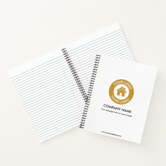 Benutzerdefiniertes Firmenlogo und Text in Weiß Notizblock (Innenseite)