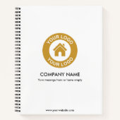 Benutzerdefiniertes Firmenlogo und Text in Weiß Notizblock (Vorderseite)