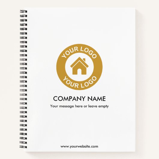 Benutzerdefiniertes Firmenlogo und Text in Weiß Notizblock (Vorderseite)