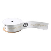 Benutzerdefiniertes Firmenlogo und Text in Weiß Satinband (Spule)