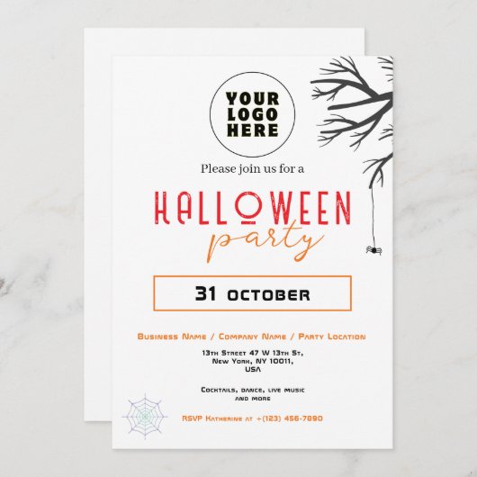 Benutzerdefiniertes Firmenlogo und Text Modernes H Einladung (Vorne/Hinten)