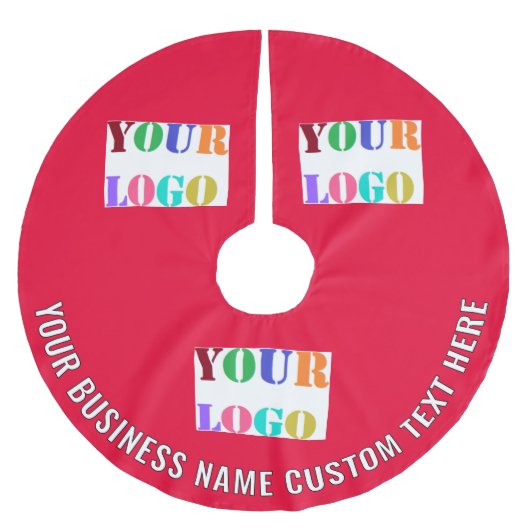 Benutzerdefiniertes Firmenlogo und Text-Weihnachts Polyester Weihnachtsbaumdecke (Vorderseite)