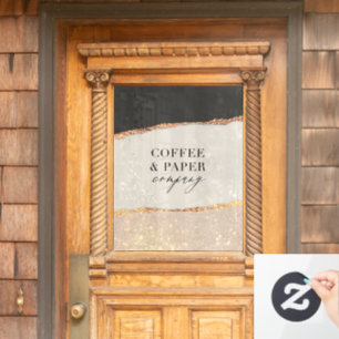 Benutzerdefiniertes Firmenschild mit Logo Schwarz  Fensteraufkleber