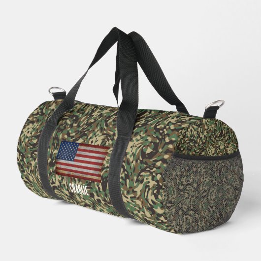 Benutzerdefiniertes Flag Camouflage Grüner Persona Duffle Bag (Rechte Ecke)