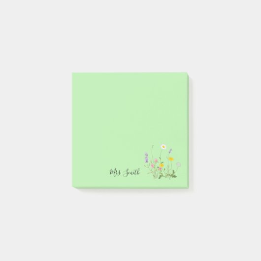 Benutzerdefiniertes florales Monogramm Minze Post-it Klebezettel (Vorderseite)