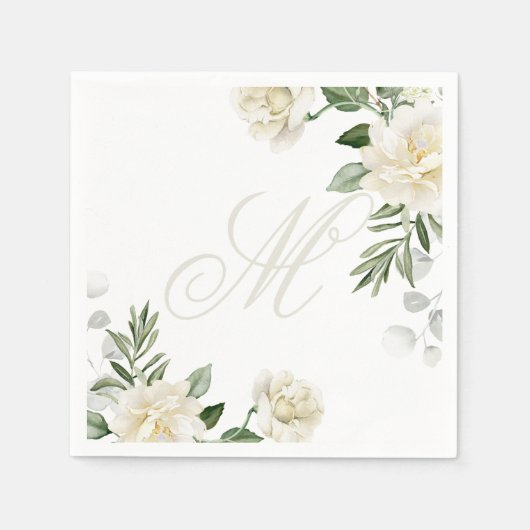 Benutzerdefiniertes florales Monogramm Serviette (Vorderseite)