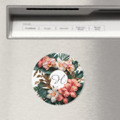 Benutzerdefiniertes florales Monogramm Tropisches Magnet (In Situ (Geschirrspüler))