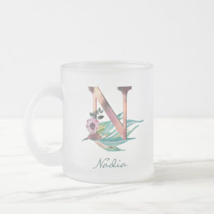 Benutzerdefiniertes florales N-Buchstaben-Wasserfa Mattglastasse