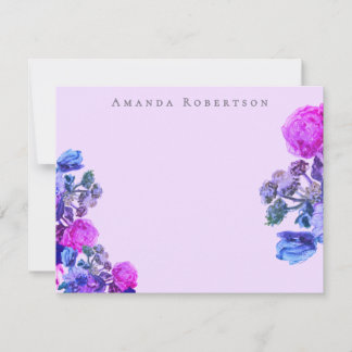 Benutzerdefiniertes florales rosa lila blaues Wass Mitteilungskarte