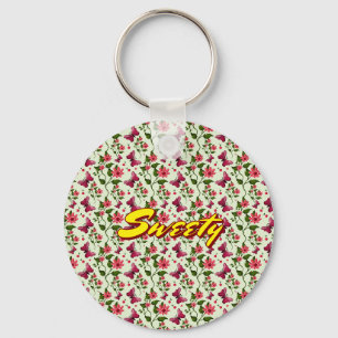 Benutzerdefiniertes florales Schmetterling Kirsche Schlüsselanhänger