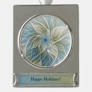 Benutzerdefiniertes florales Traum-Muster abstrakt Banner-Ornament Silber