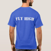 Benutzerdefiniertes Fly High Text Deep Royal Basic T-Shirt (Rückseite)