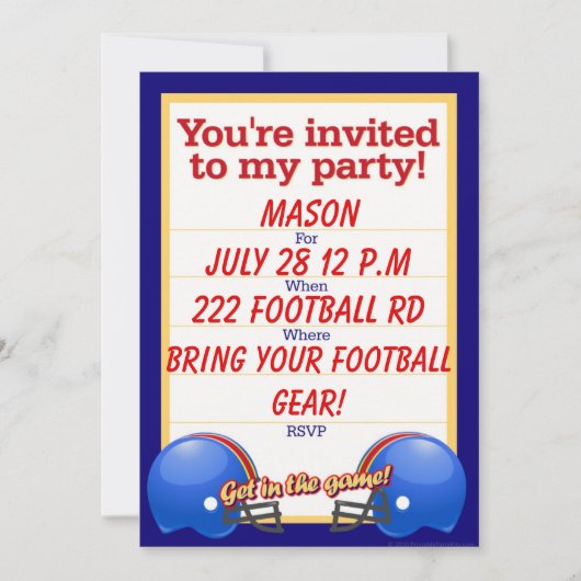 Benutzerdefiniertes Football-Party laden Einladung (Vorderseite)