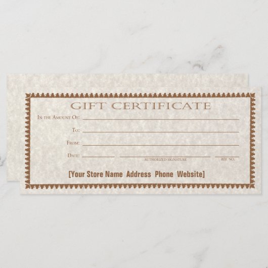 Benutzerdefiniertes Formular für Geschenkgutschein (Vorne/Hinten)