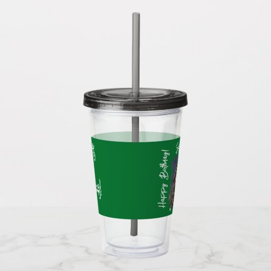 Benutzerdefiniertes Foto 16. Happy Birthday Green Acryltrinkbecher (Rechts)