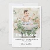 Benutzerdefiniertes Foto 1. Geburtstag Party Dankeskarte (Vorderseite)