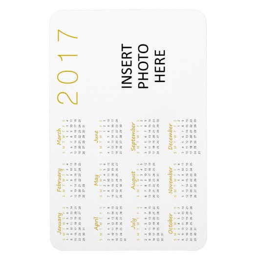 Benutzerdefiniertes Foto 2017 Kalender Magnet Gold (Vertikal)