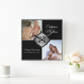 Benutzerdefiniertes Foto 25 Jahre Jubiläum Square  Quadratische Wanduhr (Zuhause)