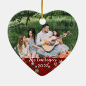 Benutzerdefiniertes Foto 2-seitige Karierte Grenze Keramik Ornament (Hinten)