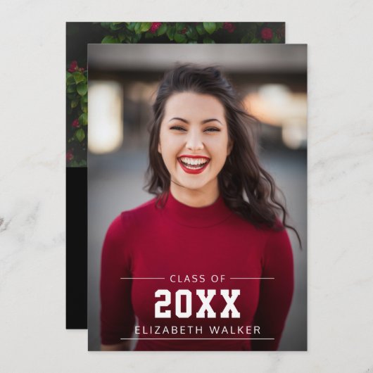 Benutzerdefiniertes Foto Abschluss Modernes Weißes Ankündigung (Vorne/Hinten)