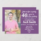 Benutzerdefiniertes Foto, Alter Meilenstein. Einladung (Vorne/Hinten)