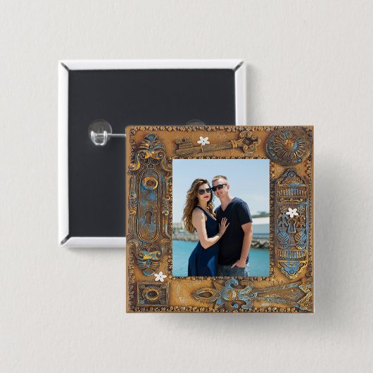 Benutzerdefiniertes Foto Antikes Skelett Schlüssel Button (Vorne & Hinten)