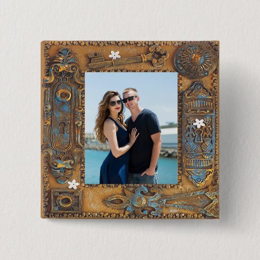 Benutzerdefiniertes Foto Antikes Skelett Schlüssel Button (Vorderseite)