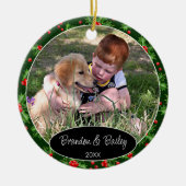 Benutzerdefiniertes Foto auf rotem Berries Grün-Mu Keramik Ornament (Vorne)