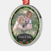 Benutzerdefiniertes Foto auf rotem Berries Grün-Mu Ornament Aus Metall (Links)