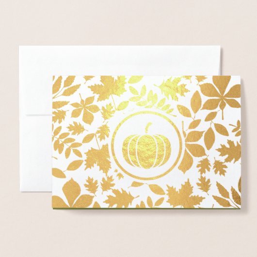 Benutzerdefiniertes Foto | Autumn Leaves Pumpkin E Folienkarte (Vorderseite mit Umschlag)