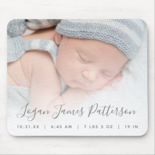 Benutzerdefiniertes Foto Baby Geburtsstatistik Gra Mousepad