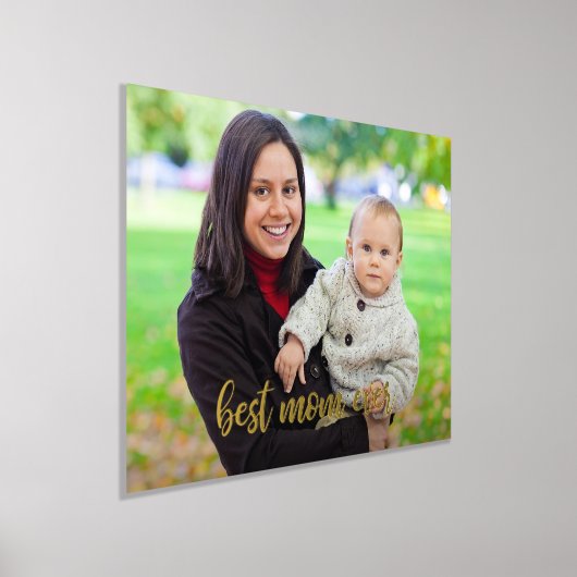 Benutzerdefiniertes Foto Beste Mama je Gold-Script Foliendrucke (Ablage )