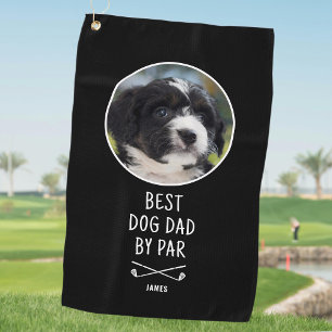Benutzerdefiniertes Foto Bester Hund Papa von Par  Golfhandtuch