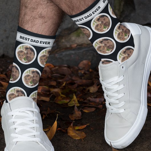 Benutzerdefiniertes Foto Bester Vater je Schwarzer Socken