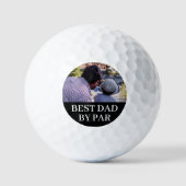 Benutzerdefiniertes Foto Bester Vater Par Schwarz Golfball (Vorderseite)