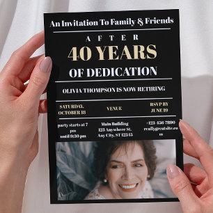 Benutzerdefiniertes Foto Black Retirement Party Einladung