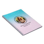 Benutzerdefiniertes Foto Blau grün Glitzer ombre Notizblock (Rechte Seite)