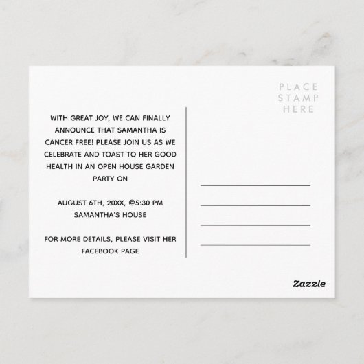 Benutzerdefiniertes Foto Brush-Skriptkrebs - Freie Postkarte (Rückseite)