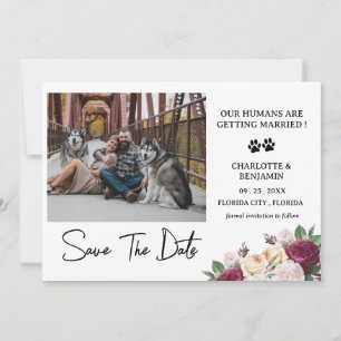 Benutzerdefiniertes Foto Burgunder Blumen-Hund-The Save The Date